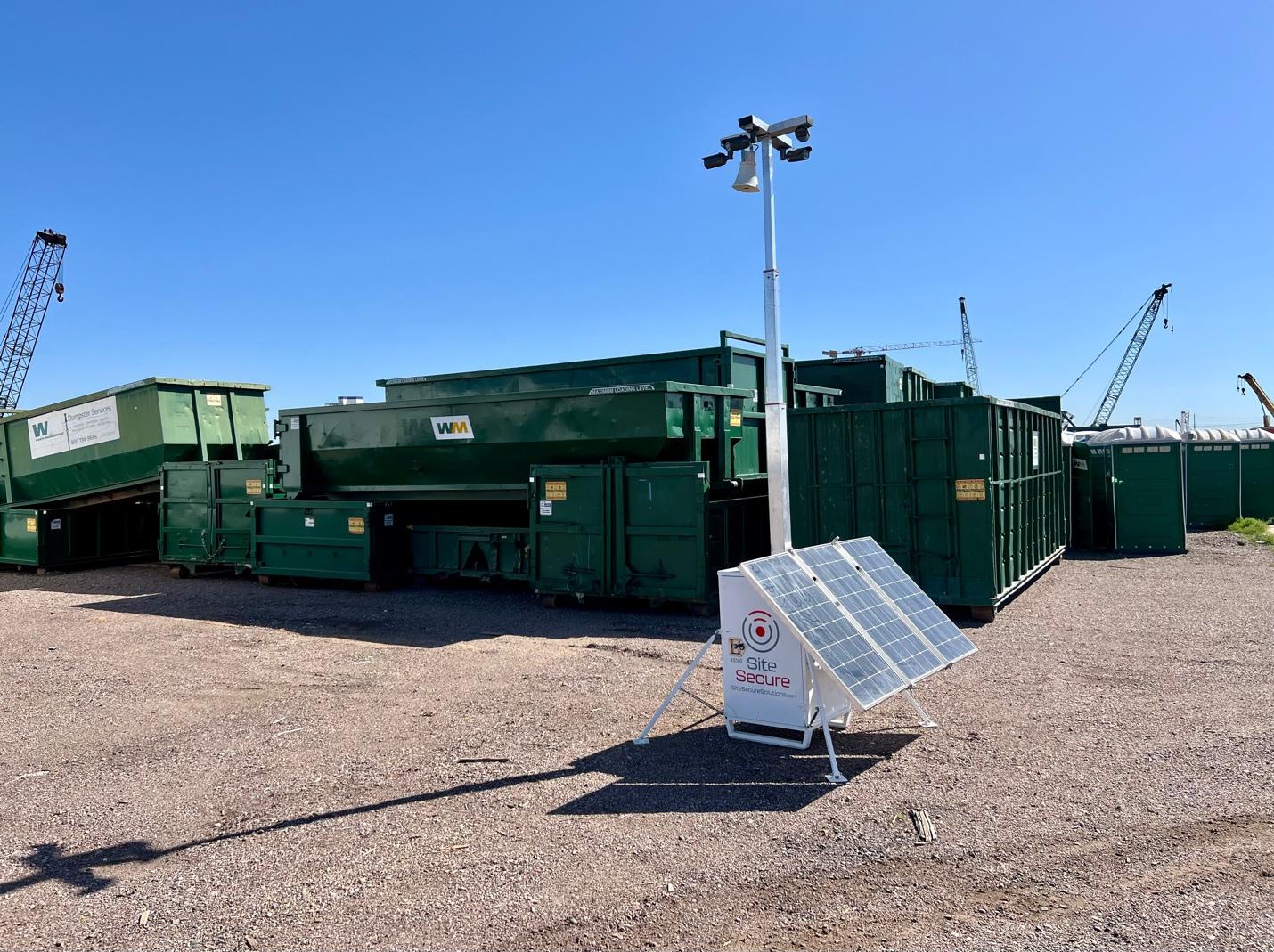Waste Management Yard Monitored by Site Secure in Phoenix, Arizona.